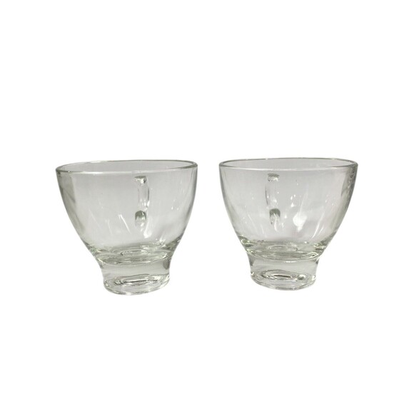 Vintage Glass Tea Cup Espresso Coffee Mug Clear Set Of 2 With Handles 4 oz Each - Picture 10 of 10